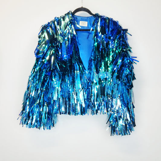 Blue & Glitter Ombre Tinsel Jacket