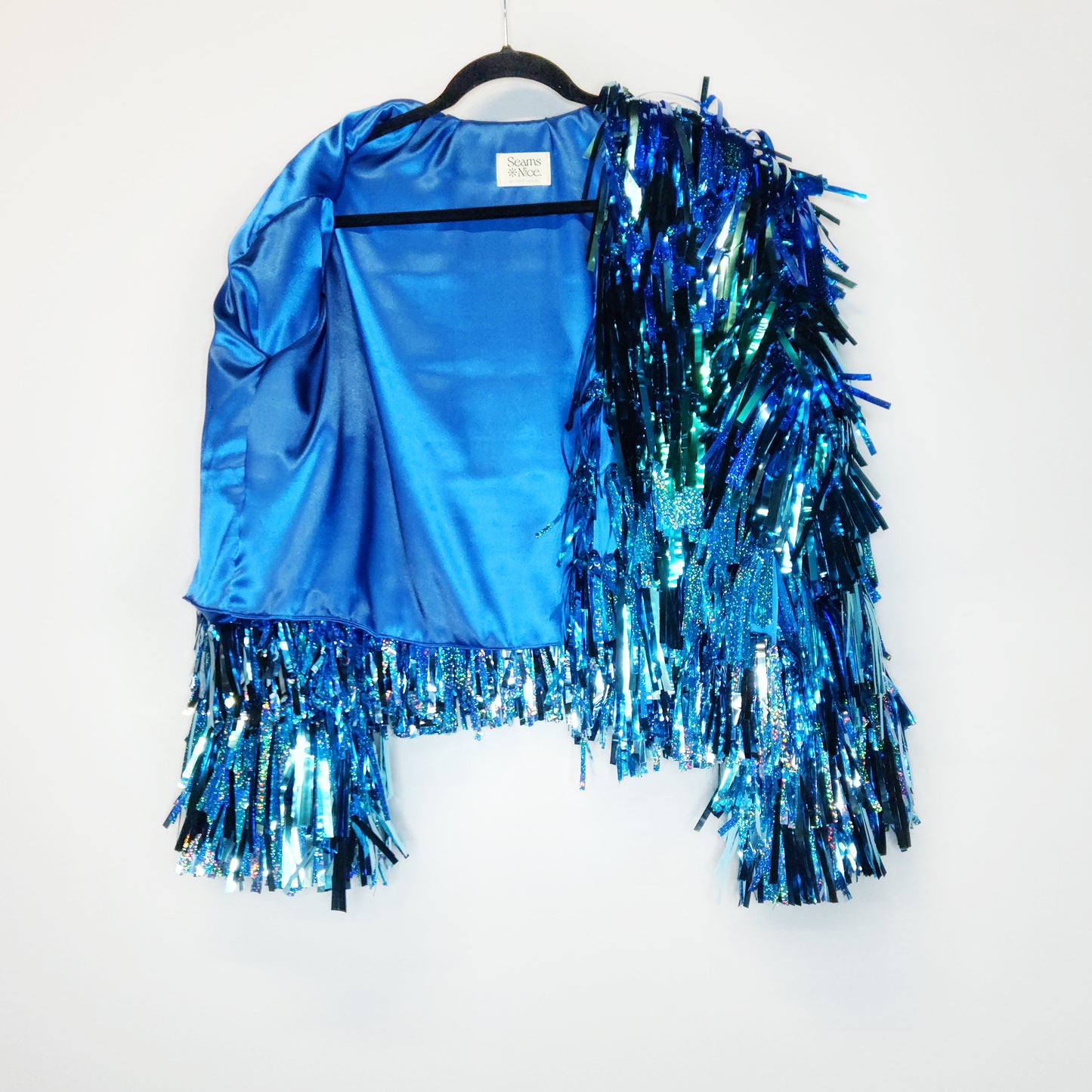 Blue & Glitter Ombre Tinsel Jacket