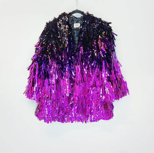 Long Black & Pink Glitter Long Tinsel Jacket