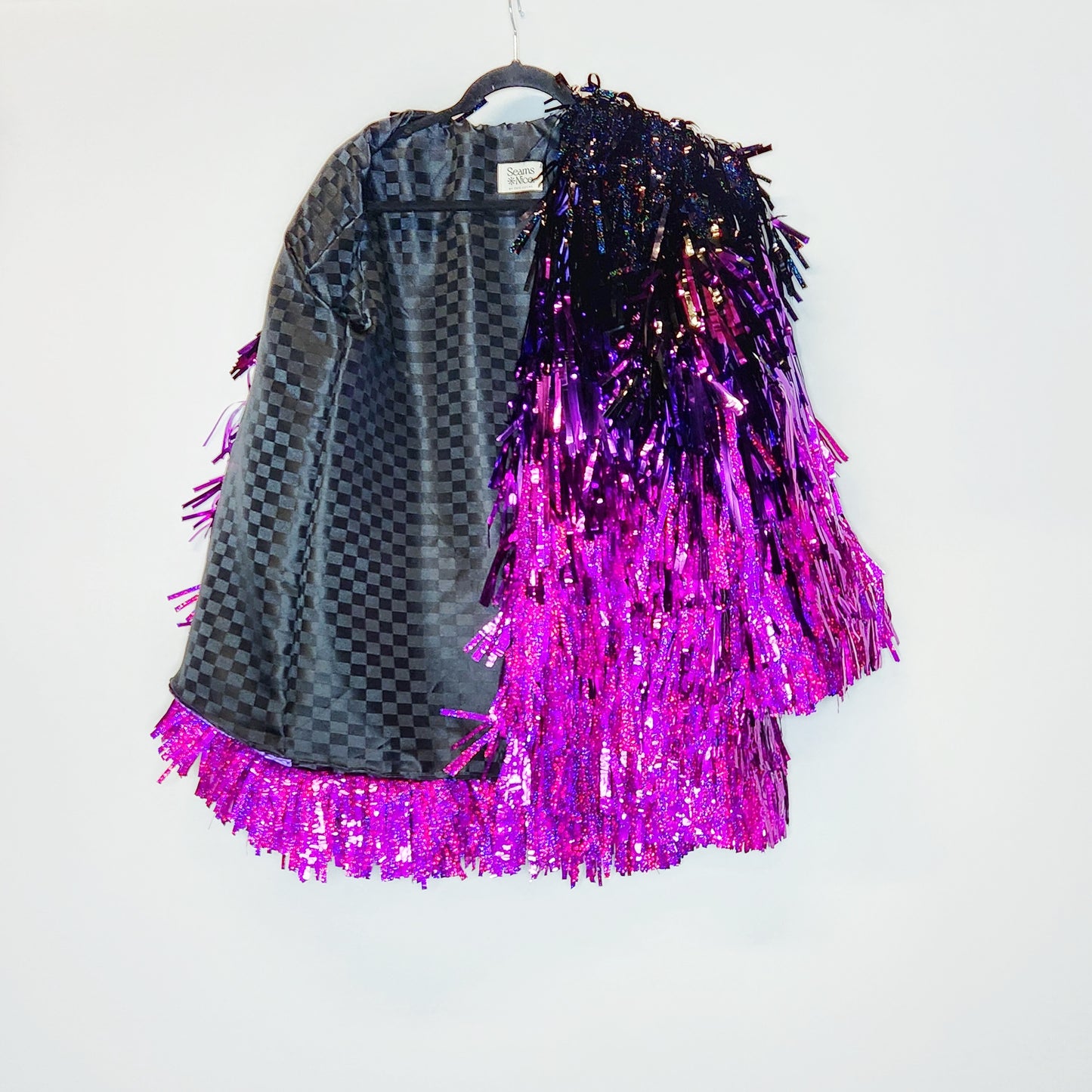 Long Black & Pink Glitter Long Tinsel Jacket