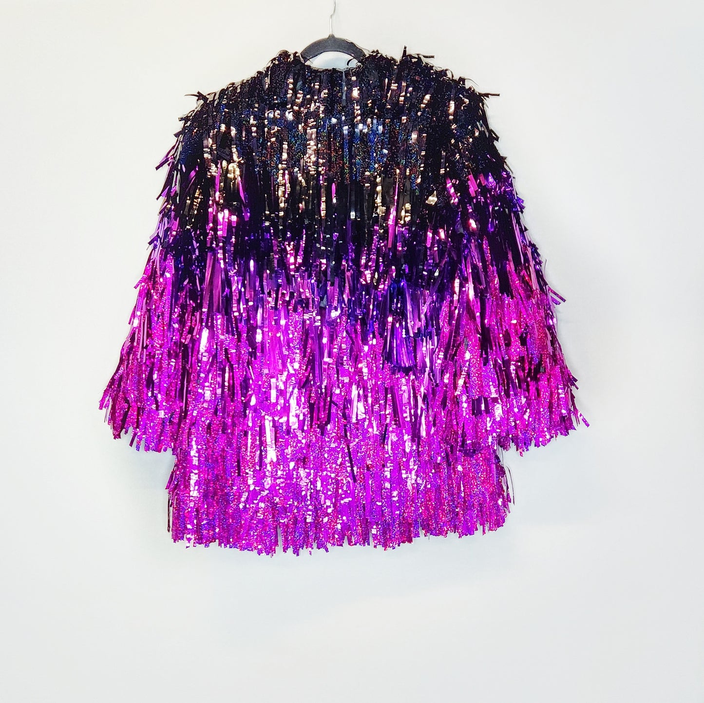 Long Black & Pink Glitter Long Tinsel Jacket