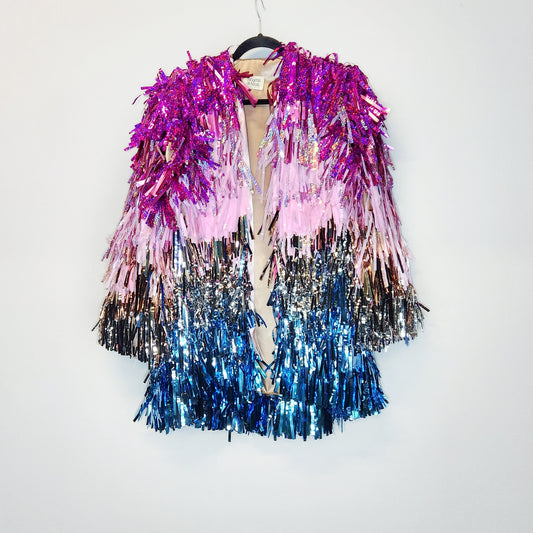 Long Blue & Pink Glitter Long Tinsel Jacket