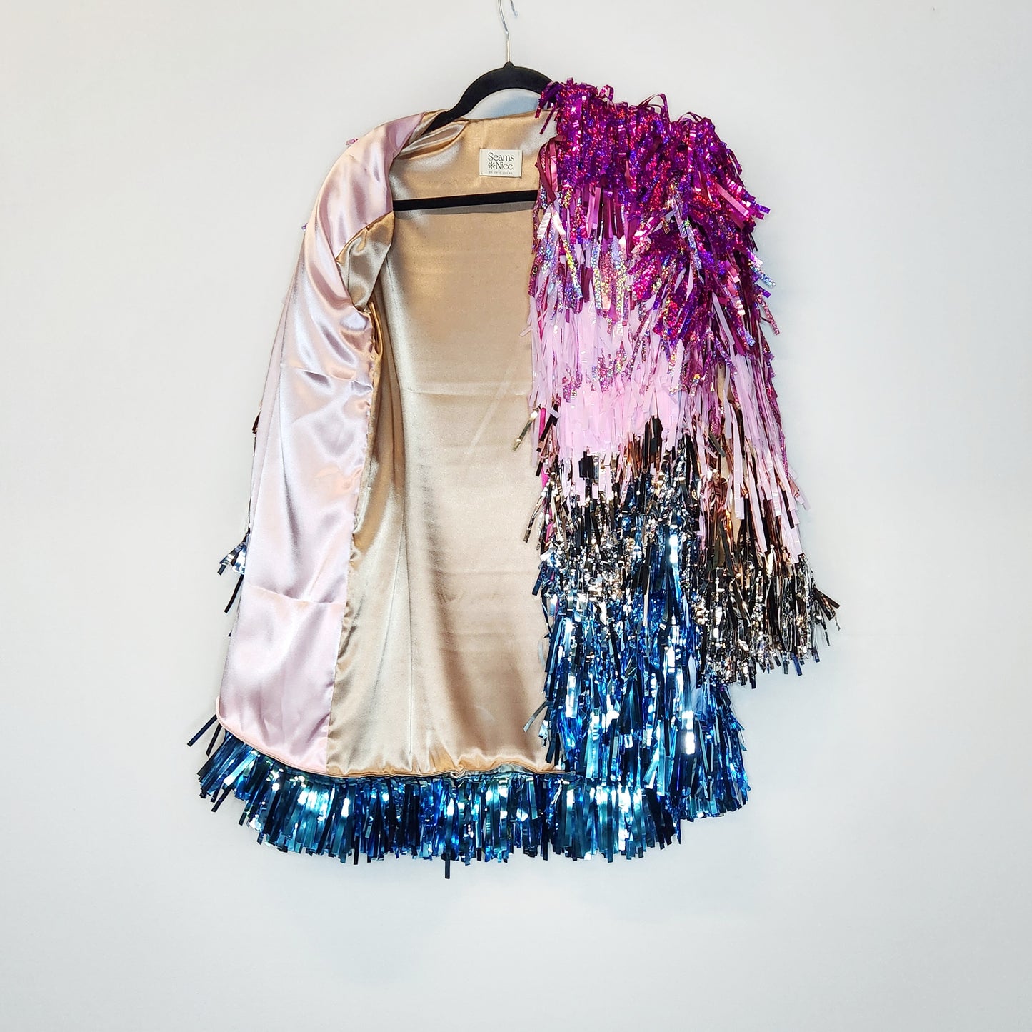 Long Blue & Pink Glitter Long Tinsel Jacket