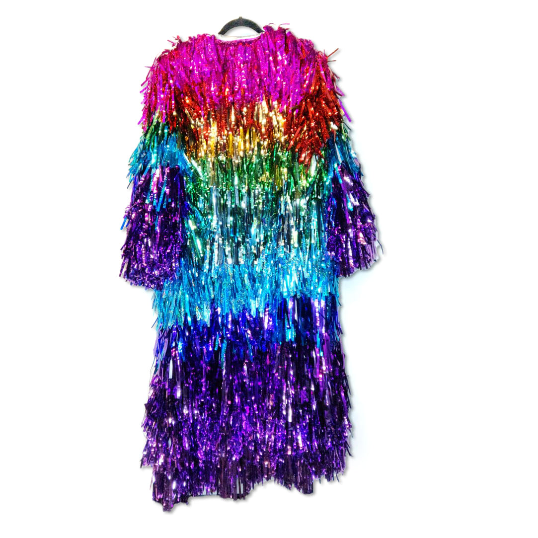 Rainbow and Glitter Ombre Tinsel Trenchcoat