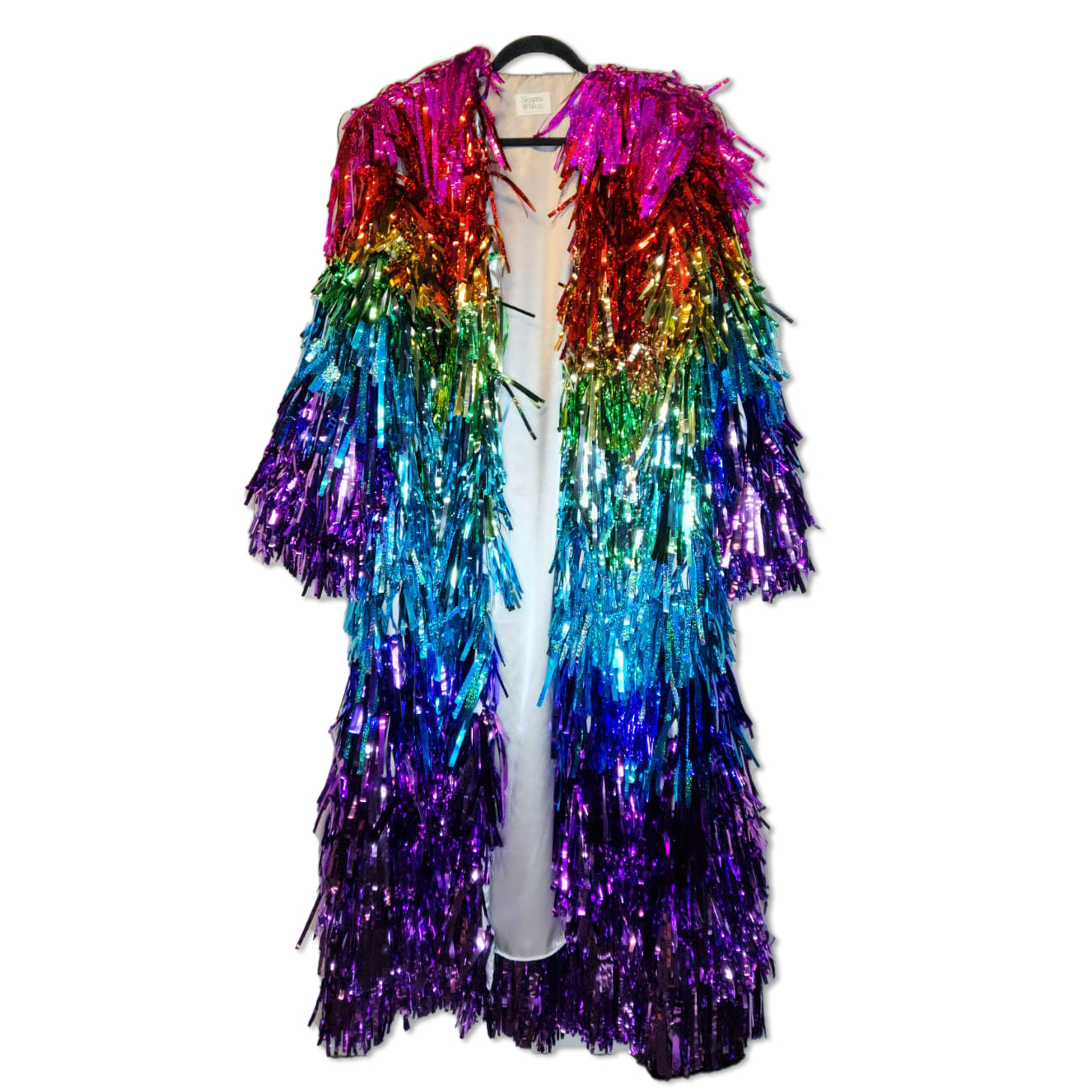 Rainbow and Glitter Ombre Tinsel Trenchcoat