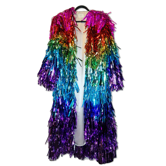 Rainbow and Glitter Ombre Tinsel Trenchcoat