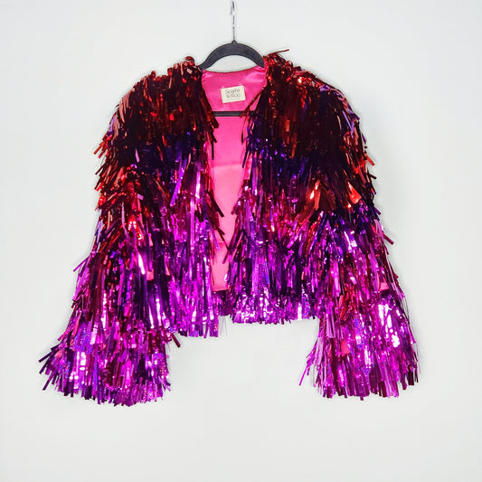 Hot Pink to Red Ombre Tinsel Jacket