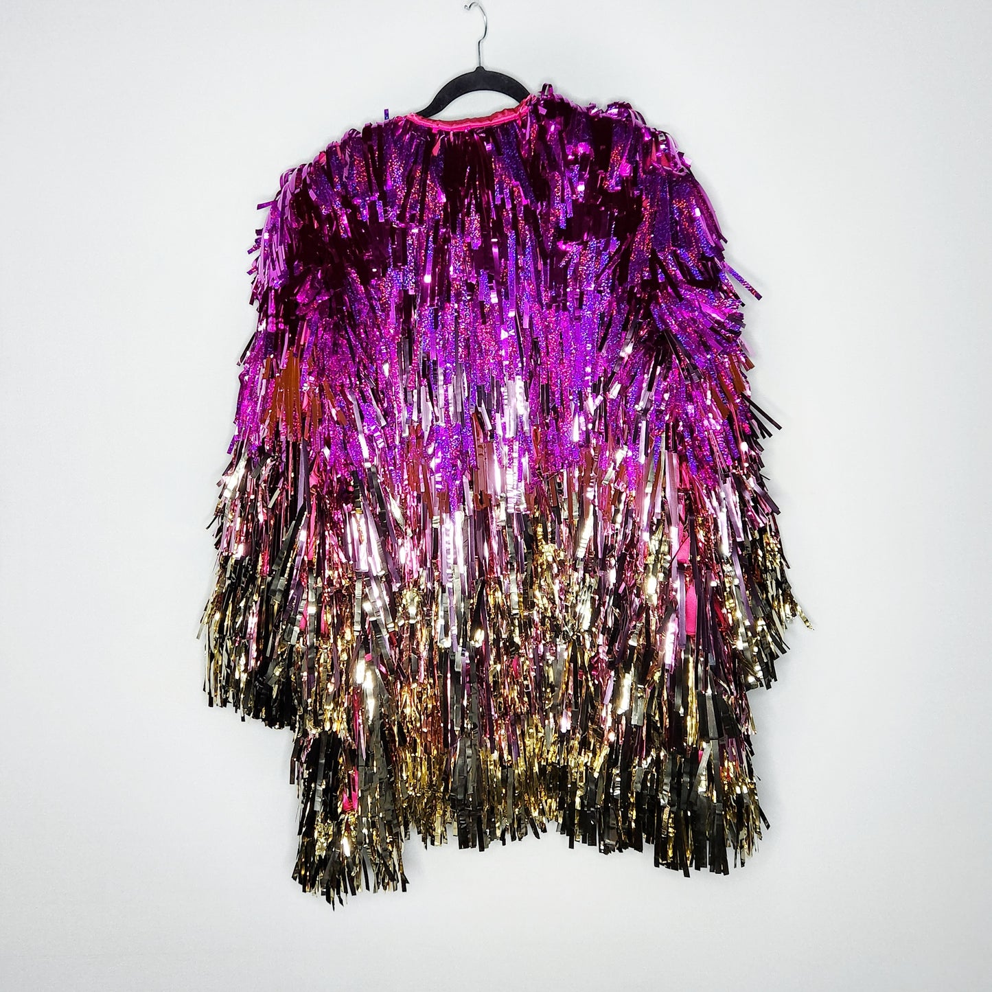 Long Gold to Hot Pink Ombre Tinsel Jacket