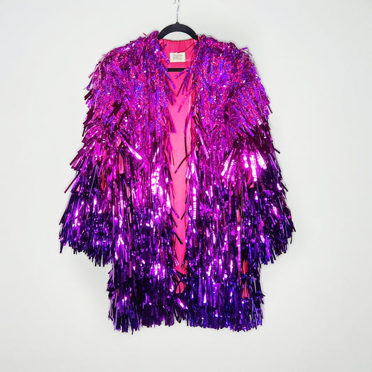 Long Purple to Pink Ombre Tinsel Jacket