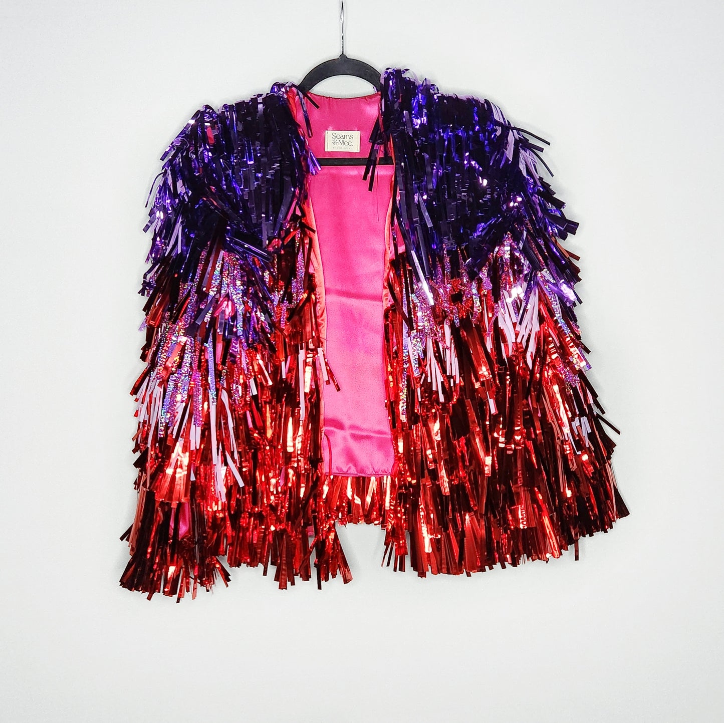 Red to Light Purple Ombre Tinsel Jacket