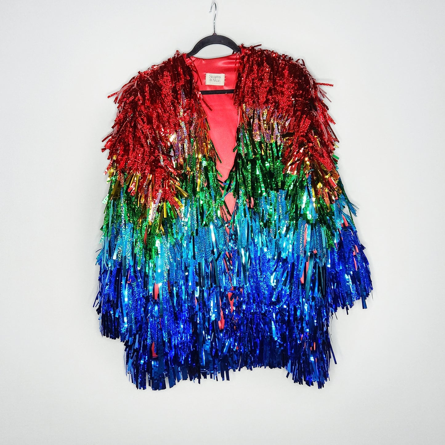 Long Rainbow Ombre Tinsel Jacket