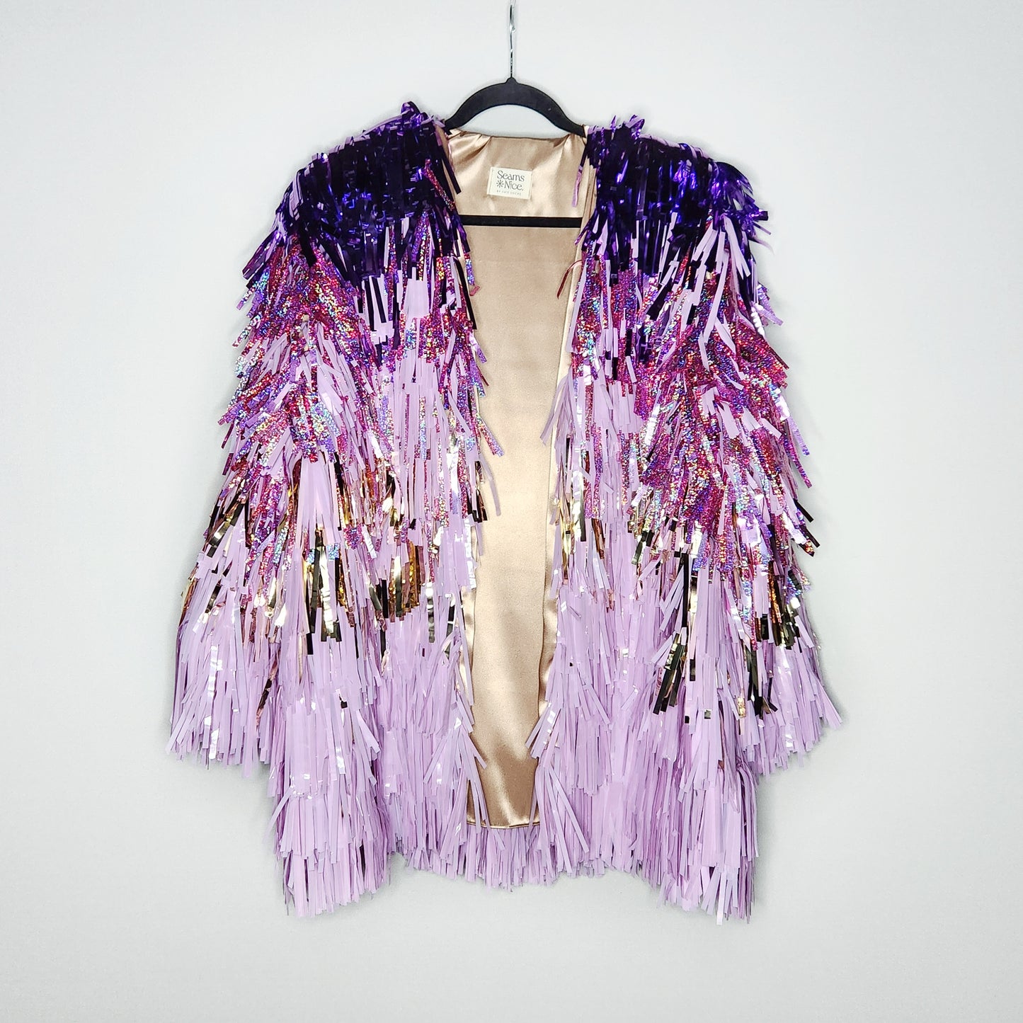 Long Lilac, Gold & Light Purple Ombre Tinsel Jacket