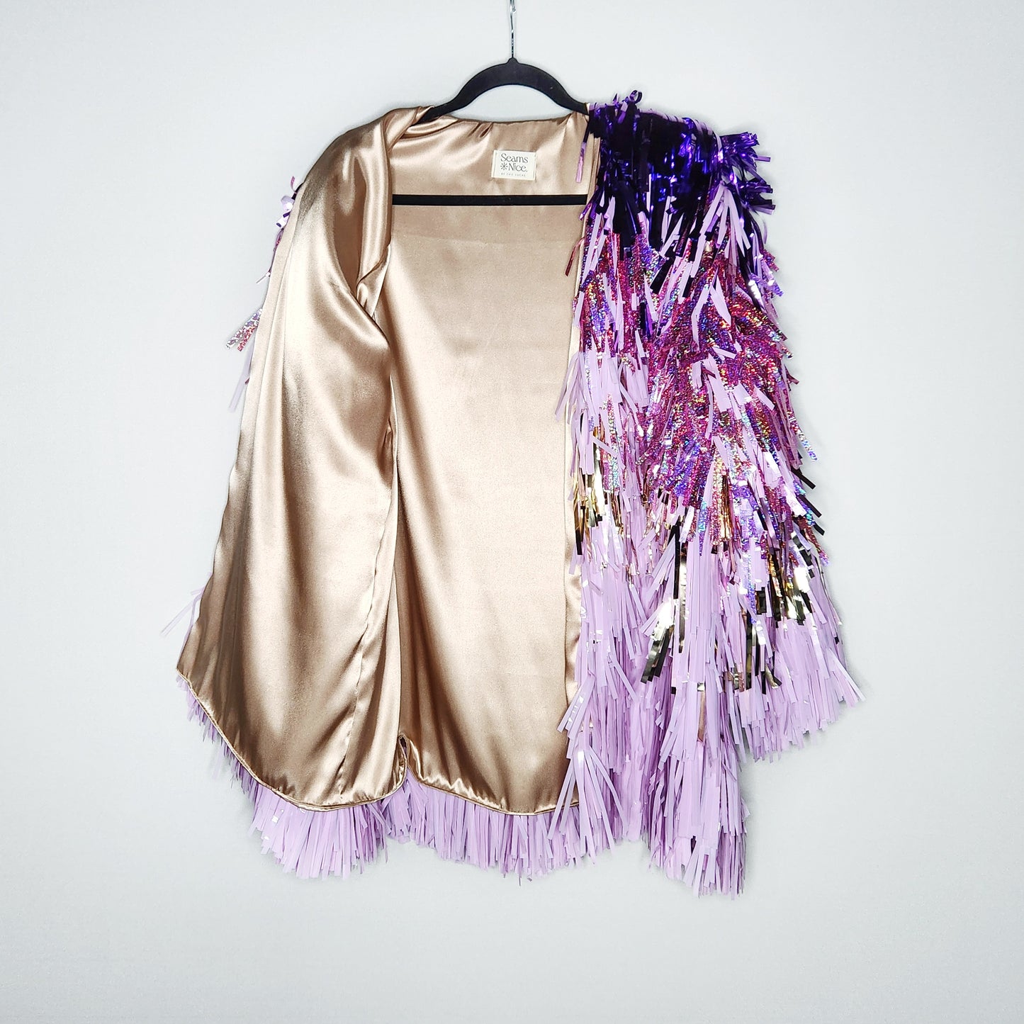 Long Lilac, Gold & Light Purple Ombre Tinsel Jacket