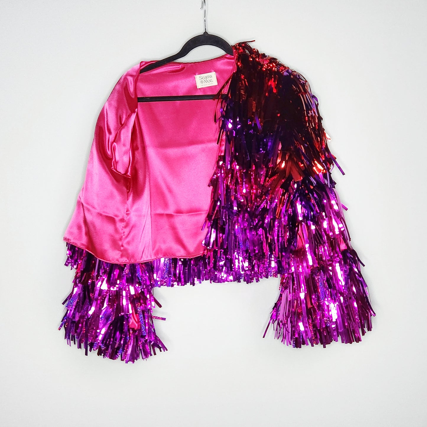 Hot Pink to Red Ombre Tinsel Jacket