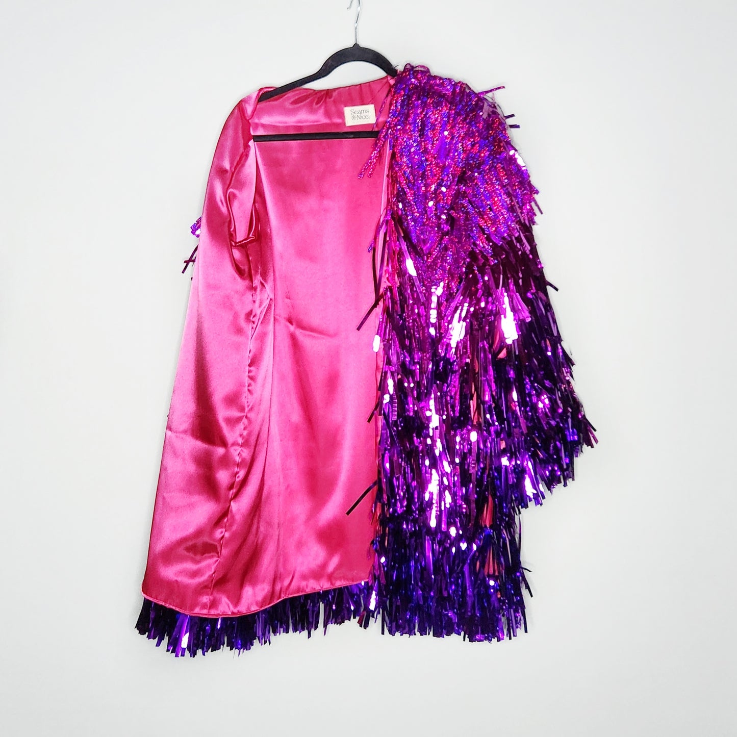 Long Purple to Pink Ombre Tinsel Jacket