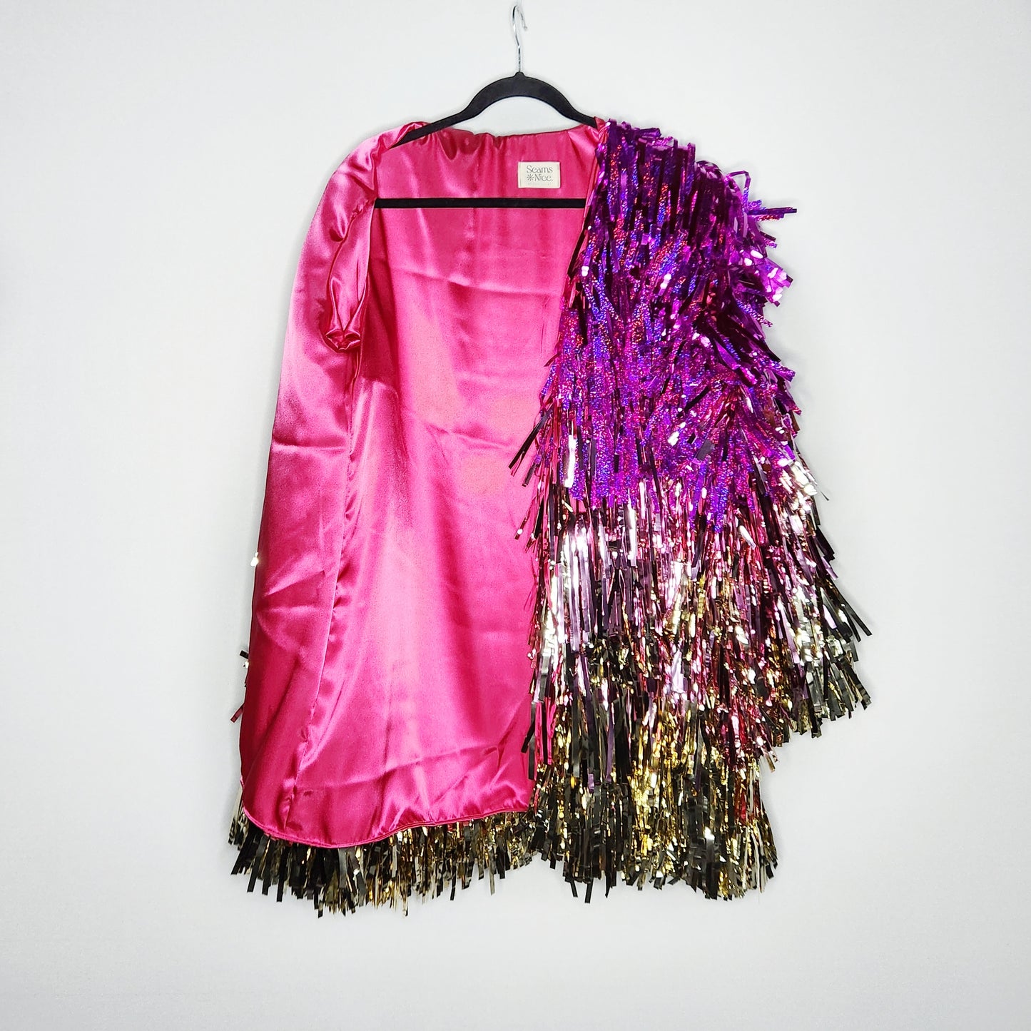 Long Gold to Hot Pink Ombre Tinsel Jacket