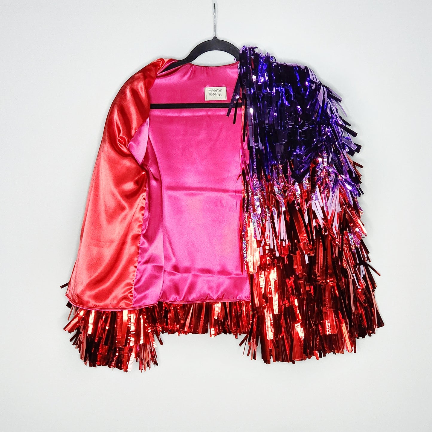 Red to Light Purple Ombre Tinsel Jacket