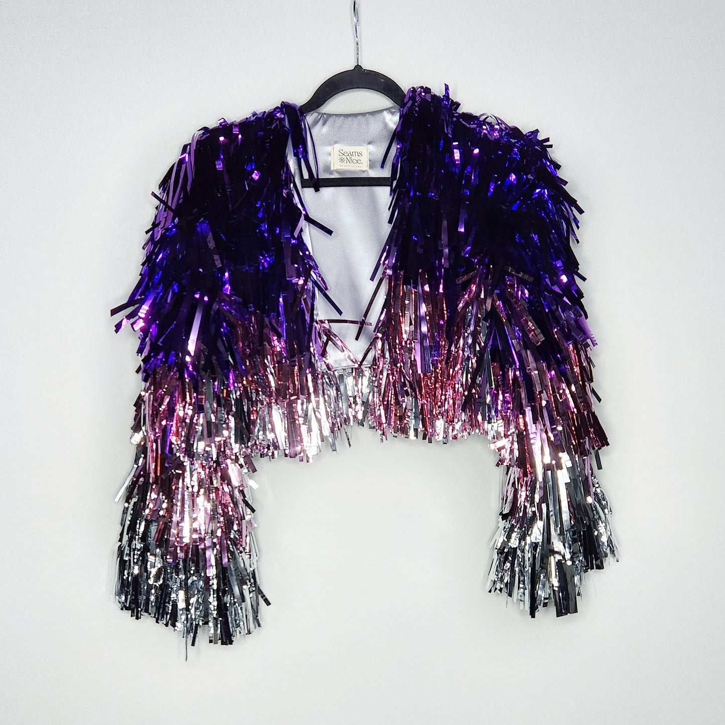 Cropped Purple & Silver Tinsel Jacket